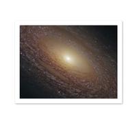 Artery8 Hubble Space Telescope Image Spiral Galaxy NGC 2841 Blue Pink Emission Nebula Starbirth Region And A Majestic Disk Of Stars And Dust Lanes Artwork Framed Wall Art Print 18X24 Inch