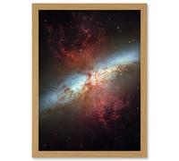 Artery8 Hubble Space Telescope Image Starburst Galaxy M82 Happy Sweet Sixteen Celebration Messier 82 Blue Disk Red Dust Gas Star Formation Cluster Artery8 Beige W12" x H16"