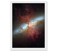 Artery8 Hubble Space Telescope Image Starburst Galaxy M82 Happy Sweet Sixteen Celebration Messier 82 Blue Disk Red Dust Gas Star Formation Cluster Artery8 White W12" x H16"