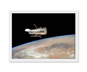 Artery8 Hubble Space Telescope Image The Hubble's Final Release Over Earth By Space Shuttle Atlantis Crew In 2009 Servicing Mission 4 Artwork Framed A3 Wall Art Print