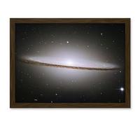 Artery8 Hubble Space Telescope Image The Majestic Sombrero Galaxy M104 Messier 104 Bright White Core Globular Clusters Swirling Dust Lanes Earth Artwork Framed A3 Wall Art Print