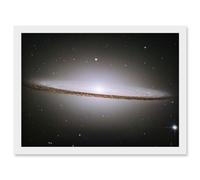 Artery8 Hubble Space Telescope Image The Majestic Sombrero Galaxy M104 Messier 104 Bright White Core Globular Clusters Swirling Dust Lanes Earth Art Artery8 White A4