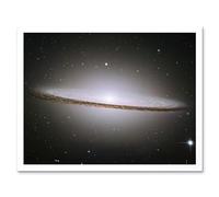 Artery8 Hubble Space Telescope Image The Majestic Sombrero Galaxy M104 Messier 104 Bright White Core Globular Clusters Swirling Dust Lanes Earth Art Print Framed Poster Wall Decor 12x16 inch