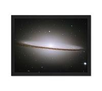 Artery8 Hubble Space Telescope Image The Majestic Sombrero Galaxy M104 Messier 104 Bright White Core Globular Clusters Swirling Dust Lanes Earth Artwork Framed Wall Art Print 18X24 Inch