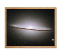 Artery8 Hubble Space Telescope Image The Majestic Sombrero Galaxy M104 Messier 104 Bright White Core Globular Clusters Swirling Dust Lanes Earth Art Artery8 Beige A4