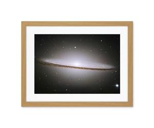 Artery8 Hubble Space Telescope Image The Majestic Sombrero Galaxy M104 Messier 104 Bright White Core Globular Clusters Swirling Dust Lanes Earth Artwork Framed Wall Art Print 18X24 Inch