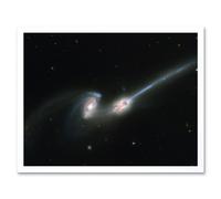 Artery8 Hubble Space Telescope Image The Mice NGC 4676 Stunning Collision Between Two Spiral Galaxies Causing Gas & Stellar Streams Art Print Framed Artery8 White W12" x H16"