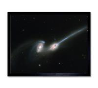 Artery8 Hubble Space Telescope Image The Mice NGC 4676 Stunning Collision Between Two Spiral Galaxies Causing Gas & Stellar Streams Art Print Framed Artery8 Black A4