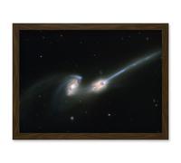 Artery8 Hubble Space Telescope Image The Mice NGC 4676 Stunning Collision Between Two Spiral Galaxies Causing Gas & Stellar Streams Art Print Framed Artery8 Brown W12" x H16"