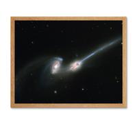 Artery8 Hubble Space Telescope Image The Mice NGC 4676 Stunning Collision Between Two Spiral Galaxies Causing Gas & Stellar Streams Art Print Framed Artery8 Beige W12" x H16"