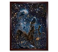 Artery8 Hubble Space Telescope Image The Pillars Of Creation Blue Haze Near Infrared View Of Eagle Nebula Light Silhouettes Of Stars Dust & Gas Art Artery8 Brown A4