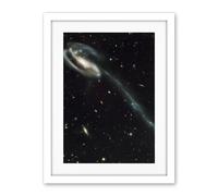 Artery8 Hubble Space Telescope Image The Tadpole Spiral Galaxy Gravitational Forces Pair Collision Create Long Tail Gas Blue Star Birthing Debris Artwork Framed Wall Art Print 18X24 Inch