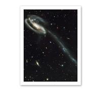 Artery8 Hubble Space Telescope Image The Tadpole Spiral Galaxy Gravitational Forces Pair Collision Create Long Tail Gas Blue Star Birthing Debris Artwork Framed Wall Art Print 18X24 Inch