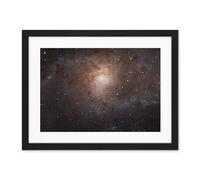 Artery8 Hubble Space Telescope Image Triangulum Spiral Galaxy M33 Crop Blue Orange Star Birthing Region Artwork Framed Wall Art Print 18X24 Inch