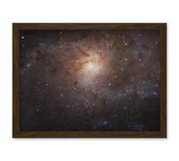 Artery8 Hubble Space Telescope Image Triangulum Spiral Galaxy M33 Crop Blue Orange Star Birthing Region Art Print Framed Poster Wall Decor Artery8 Brown W12" x H16"