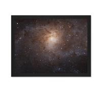 Artery8 Hubble Space Telescope Image Triangulum Spiral Galaxy M33 Crop Blue Orange Star Birthing Region Artwork Framed Wall Art Print 18X24 Inch
