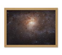 Artery8 Hubble Space Telescope Image Triangulum Spiral Galaxy M33 Crop Blue Orange Star Birthing Region Art Print Framed Poster Wall Decor | Size: A4 Artery8 Beige A4