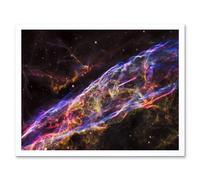 Artery8 Hubble Space Telescope Image Veil Nebula Supernova Remnant Blast Wave Stunning Massive Star Debris Remains Art Print Framed Poster Wall Decor Artery8 White A4