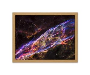 Artery8 Hubble Space Telescope Image Veil Nebula Supernova Remnant Blast Wave Stunning Massive Star Debris Remains Artwork Framed Wall Art Print 18X24 Inch