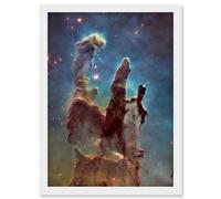 Artery8 Hubble Space Telescope Image WFC3/UVIS M16 Blue Haze 2014 The Pillars Of Creation Eagle Nebula Silhouettes Of Stars Dust & Gas Art Print Artery8 White W12" x H16"