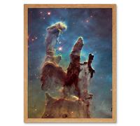 Artery8 Hubble Space Telescope Image WFC3/UVIS M16 Blue Haze 2014 The Pillars Of Creation Eagle Nebula Silhouettes Of Stars Dust & Gas Art Print Artery8 Beige A4