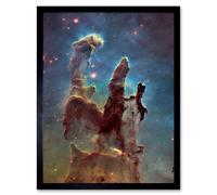 Artery8 Hubble Space Telescope Image WFC3/UVIS M16 Blue Haze 2014 The Pillars Of Creation Eagle Nebula Silhouettes Of Stars Dust & Gas Art Print Artery8 Black A4
