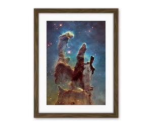 Artery8 Hubble Space Telescope Image WFC3/UVIS M16 Blue Haze 2014 The Pillars Of Creation Eagle Nebula Silhouettes Of Stars Dust And Gas Artwork Framed Wall Art Print 18X24 Inch