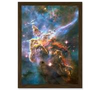 Hubble Space Telescope Landscape Carina Nebula Cosmos Artwork Framed Wall Art Print A4 Artery8 Brown One Size