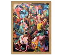 Human Relationships Multicoloured Abstract Crowd Artwork Framed Wall Art Print A4 Artery8 Light Oak One Size
