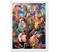 Human Relationships Multicoloured Abstract Crowd Artwork Framed Wall Art Print A4 Artery8 White One Size