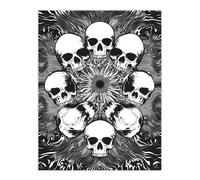 Human Skull Ring Voodoo Circle Trippy Black White Wall Art Print Artery8 Black W24 inch x H32 inch