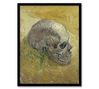 Artery8 Human Skull Study in Yellow Framed Wall Art Print A4 Artwork By Van Gogh : Vintage Skull Study Ideal For Study Or Classroom Offering Artistic Depth And Anatomical Interest