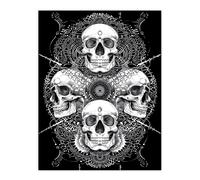 Artery8 Human Skulls Black White Trippy Tribal Mandala Wall Art Print | Size: W12" x H16" Artery8 Black W12" x H16"