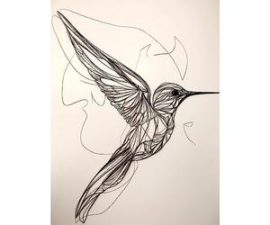 Artery8 Humming Bird in Flight Line Drawing Portrait Extra Large XL Wall Art Poster Print