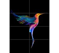 Artery8 Hummingbird Colourful On Black XL Giant Panel Poster (8 Sections)