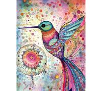 Artery8 Hummingbird With Mandala Patterns Colourful Folk Art Watercolour Painting Large Wall Art Poster Print Thick Paper 18X24 Inch