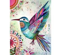 Artery8 Hummingbird With Multicolour Mandala Patterns Folk Art Watercolour Painting Extra Large XL Wall Art Poster Print
