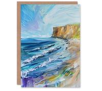 Artery8 Greeting Card Hunt Cliff Saltburn Yorkshire Coast Waves Blank For Him Or Her Art Birthday Card