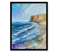 Hunt Cliff Saltburn Yorkshire Coast Waves Framed Art Print Artery8 Blue A4