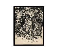 Artery8 Hunter With Child & Hound Kubincan Black Framed Canvas Art Print | Size: W12" x H16" Artery8 Black W12" x H16"