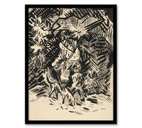 Artery8 Hunter With Child & Hound Kubincan Framed Wall Art Print in Black | Size: A4 Artery8 Black A4