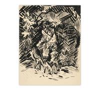 Artery8 Hunter With Child & Hound Kubincan Wall Art Poster Print in Black | Size: W12" x H16" Artery8 Black W12" x H16"