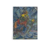 Artery8 Hunter with Dog In A Blue Forest Kubincan Canvas Wall Art | Size: W12" x H16" Artery8 Blue W12" x H16"