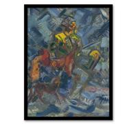 Artery8 Hunter with Dog In A Blue Forest Kubincan Framed Wall Art Print | Size: A3 Artery8 Blue A3