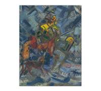 Artery8 Hunter with Dog In A Blue Forest Kubincan Wall Art Poster Print | Size: W24" x H32" Artery8 Blue W24" x H32"