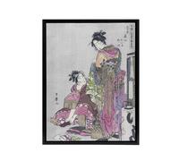 Artery8 Husband & Wife Portrait Framed Canvas Wall Art Print Utamaro Kitagawa in Pink | Size: W24" x H32" Artery8 Pink W24" x H32"