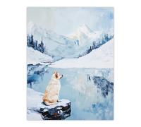 Artery8 Husky In Snowy Mountain Lake Landscape Dog Lover Living Room Large Wall Art Poster Print Thick Paper 18X24 Inch