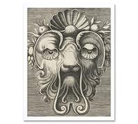 Artery8 Huys Shell Shaped Mask Fruit Engraving Drawing Art Print Framed Poster Wall Decor 12x16 inch