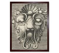 Artery8 Huys Shell Shaped Mask Fruit Engraving Drawing Art Print Framed Poster Wall Decor 12x16 inch