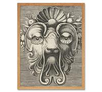 Artery8 Huys Shell Shaped Mask Fruit Engraving Drawing Art Print Framed Poster Wall Decor 12x16 inch